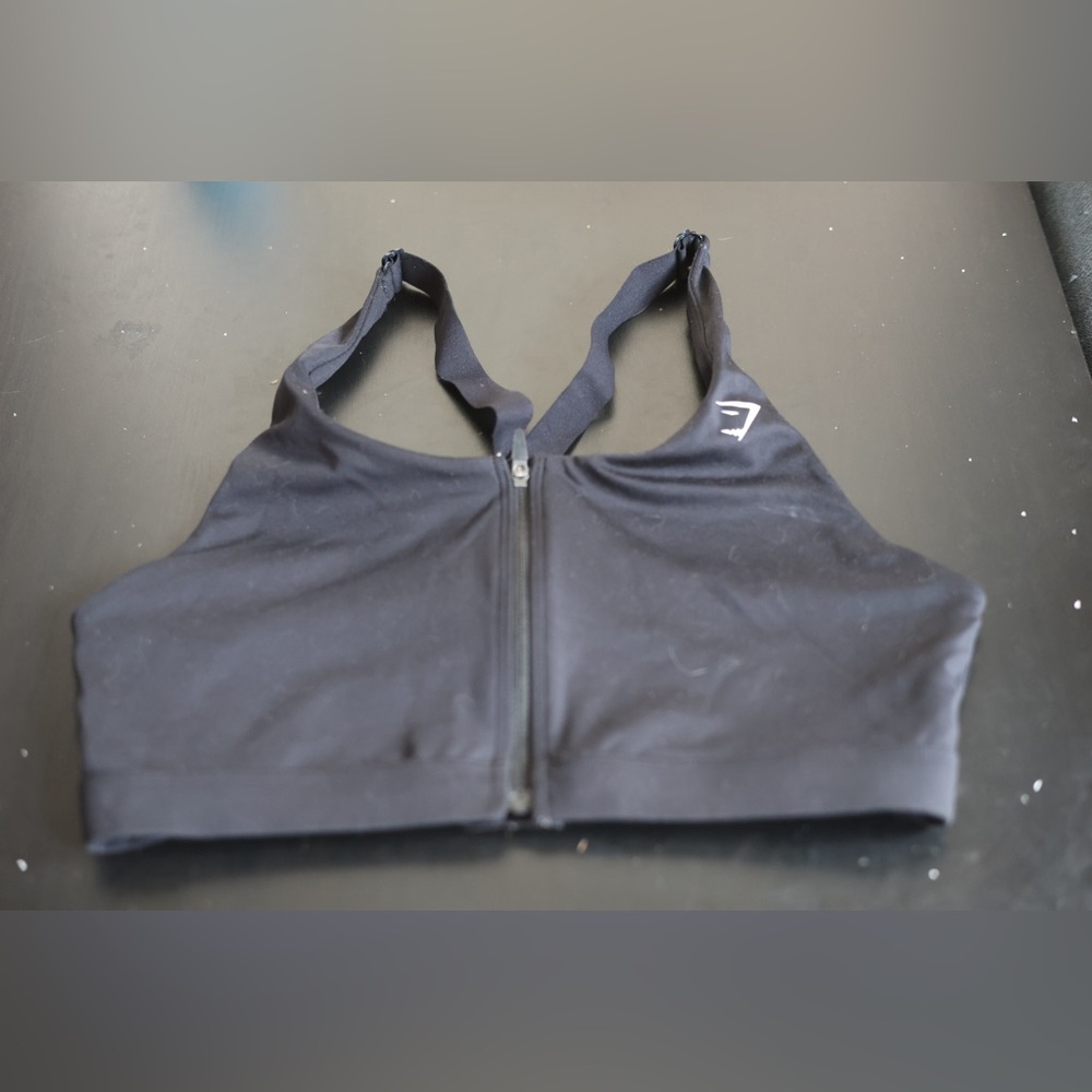 Gymshark Black Zip-Front Sports Bra